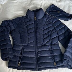 Michael Kors Dark Blue Women's packable Puffer Jacket M with bag